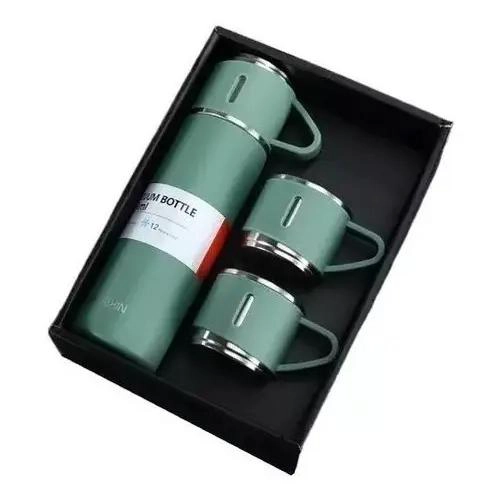 TERMO DE ACERO INOXIDABLE DE 500 ML CON 2 TAZAS PORTATILES - 1