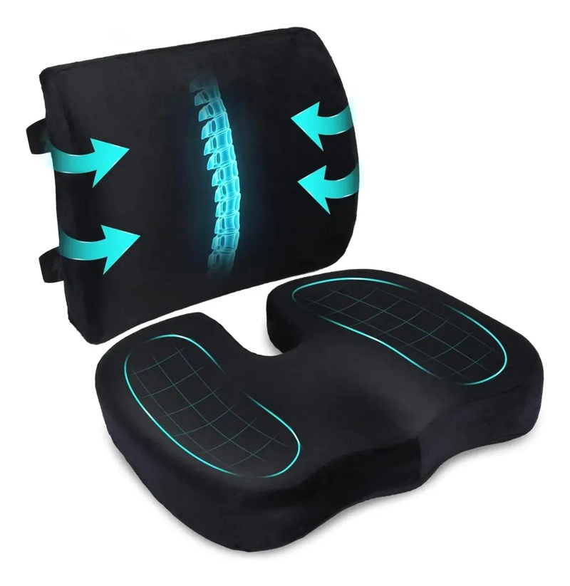 COJIN DE ASIENTO Y ALMOHADA LUMBAR ERGONOMICA PARA SILLAS - 1