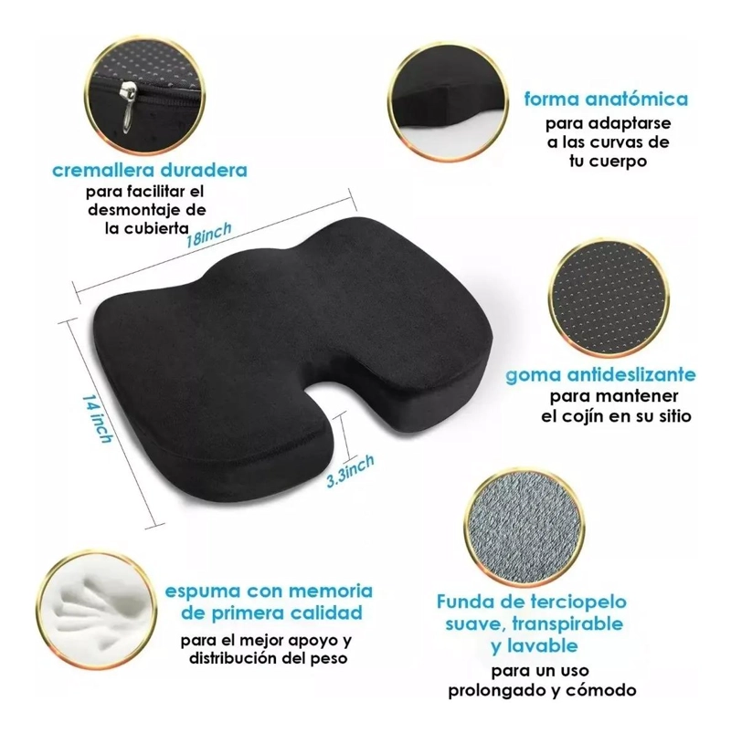 COJIN DE ASIENTO Y ALMOHADA LUMBAR ERGONOMICA PARA SILLAS - 3