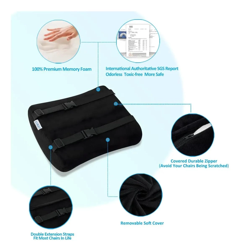 COJIN DE ASIENTO Y ALMOHADA LUMBAR ERGONOMICA PARA SILLAS - 5