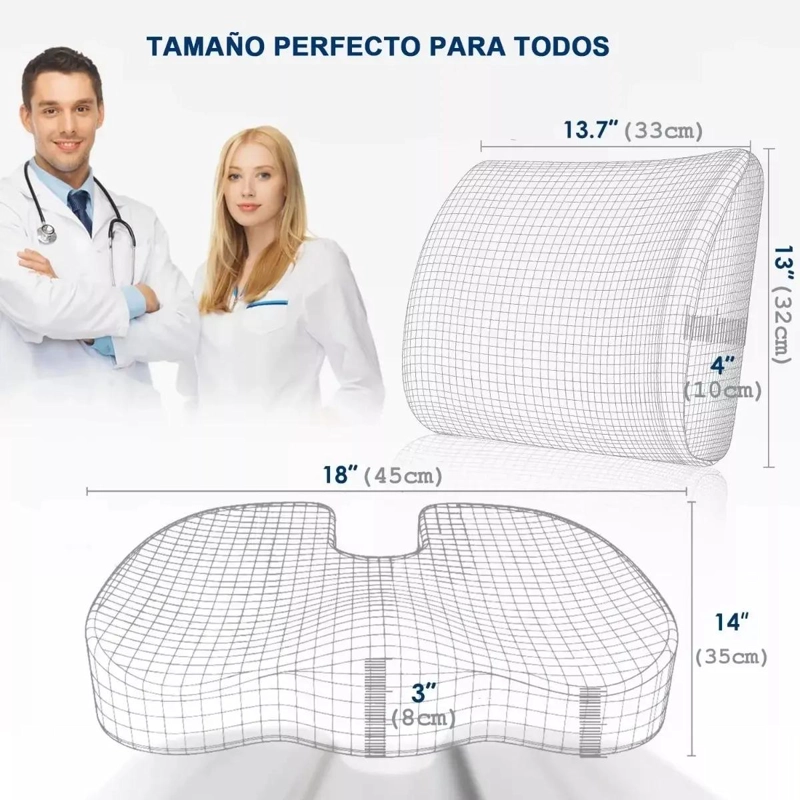 COJIN DE ASIENTO Y ALMOHADA LUMBAR ERGONOMICA PARA SILLAS - 6