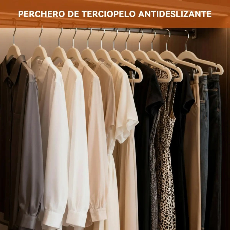 SET DE 60 COLGADORES DE ROPA TERCIOPELO ANTIDESLIZANTE COLOR BLANCO - 2