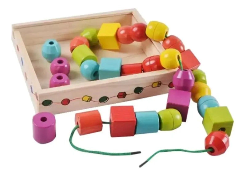JUGUETE DIDACTICO DE MADERA PARA ENHEBRAR Y CLASIFICAR - 1