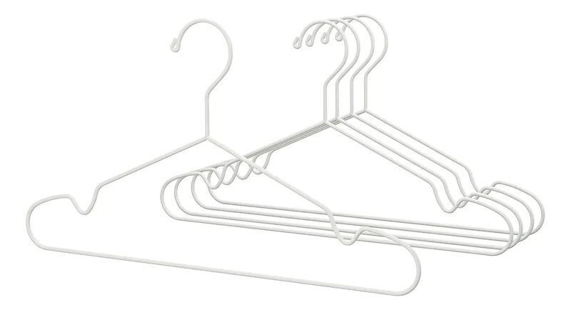 COLGADORES DE ROPA DE ACERO BLANCO 41 CM PACK DE 5 UNIDADES - 1