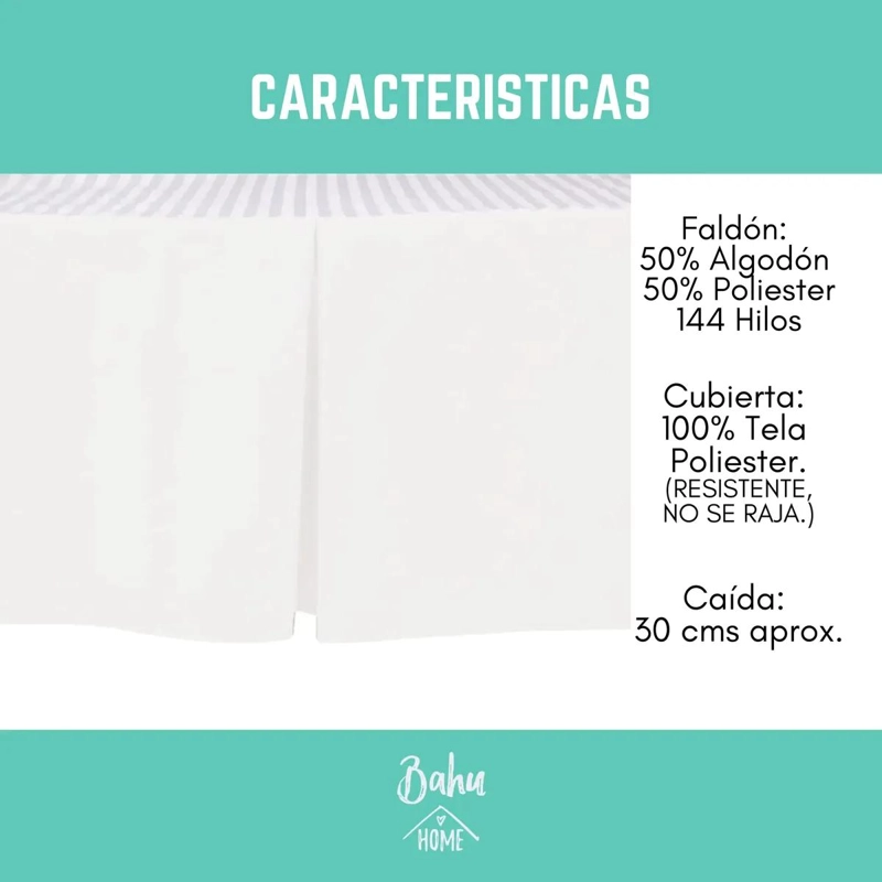 FALDON LISO PARA CAMA DE 2 PLAZAS CON DISEÑO ELEGANTE - 3