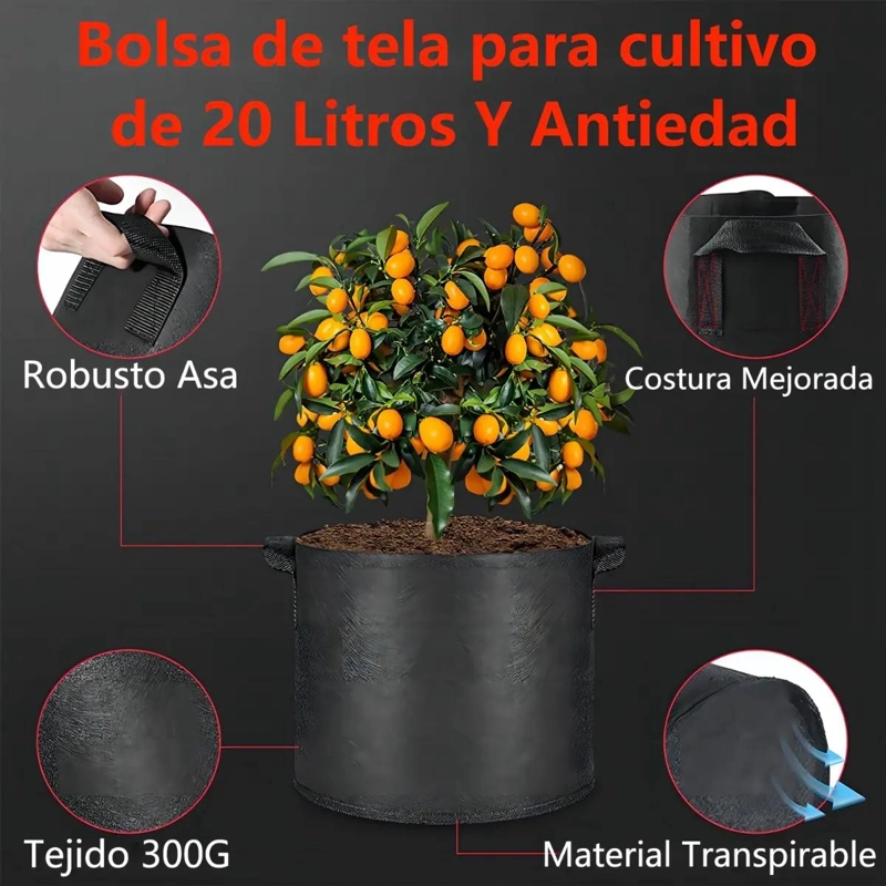 PACK DE 5 MACETEROS GRANDES PARA JARDIN 32X25CM - 3
