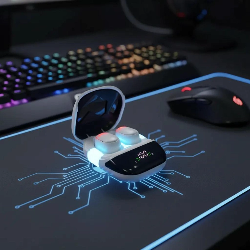 AUDIFONOS BLUETOOTH TWS IMPERMEABLES CON LUZ LED PARA GAMING - 1
