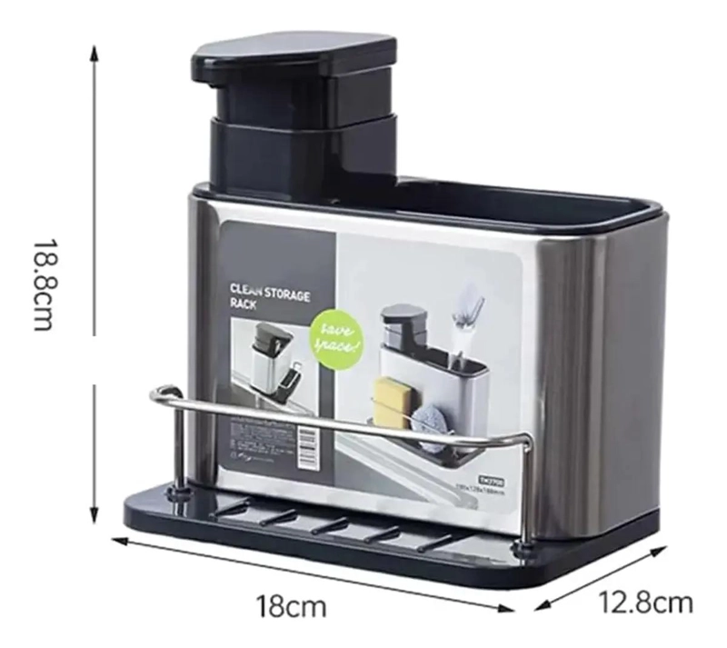 DISPENSADOR DE JABON Y ORGANIZADOR DE ESPONJAS PARA COCINA - 2