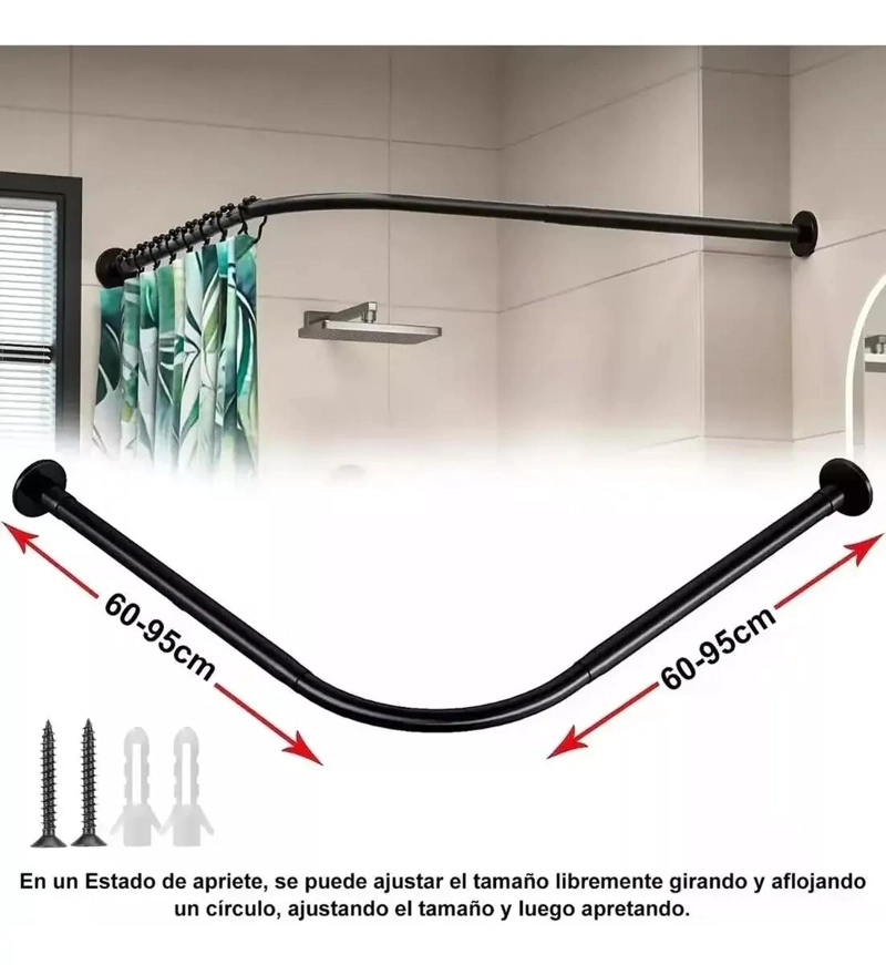 BARRA EXTENSIBLE PARA CORTINA DE DUCHA 60-95 CM ACERO INOXIDABLE - 2