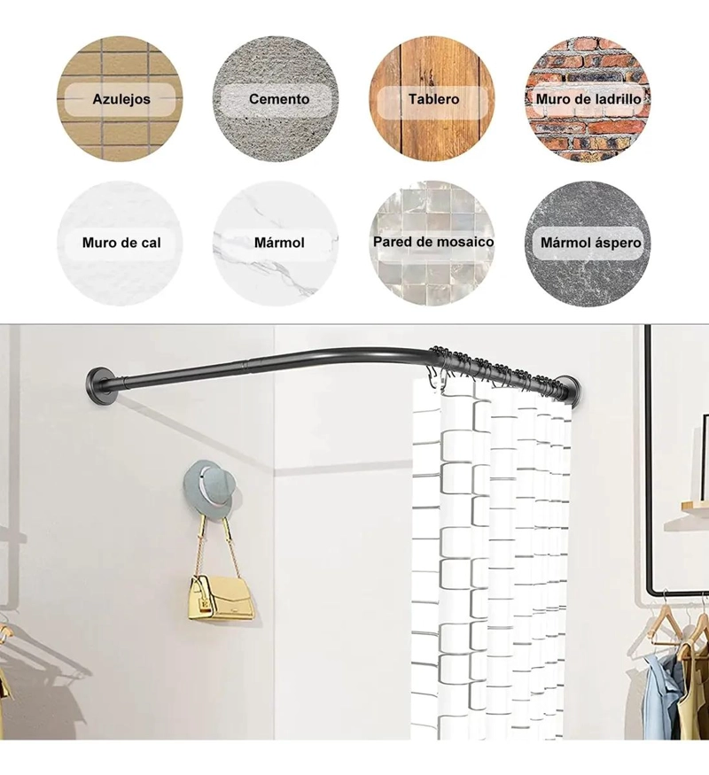 BARRA EXTENSIBLE PARA CORTINA DE DUCHA 60-95 CM ACERO INOXIDABLE - 3