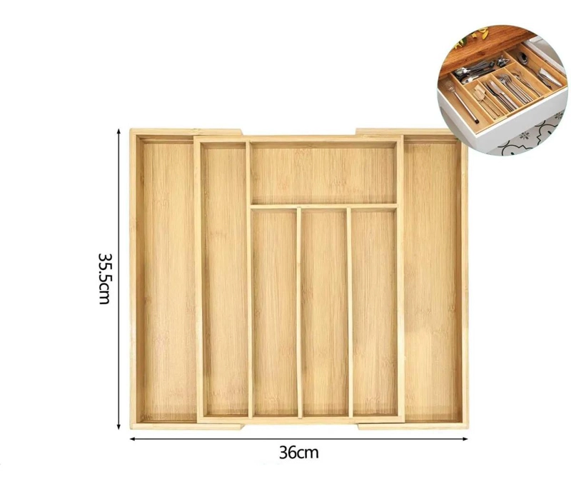 ORGANIZADOR DE CUBIERTOS EXTENSIBLE DE BAMBU AMARILLO - 5