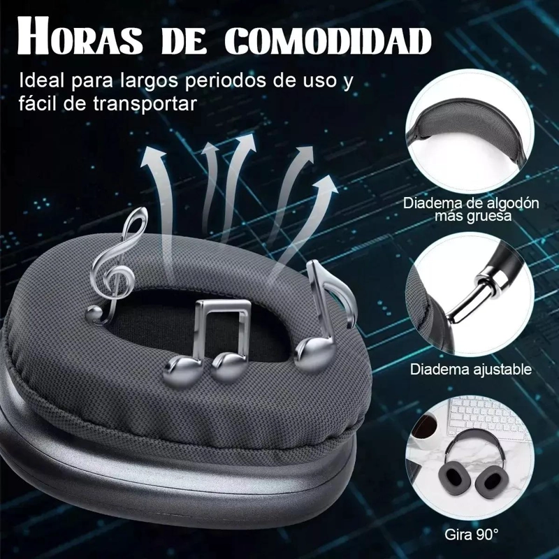 AUDIFONOS INALAMBRICOS BLUETOOTH 5.1 CON MICROFONO NEGRO - 4