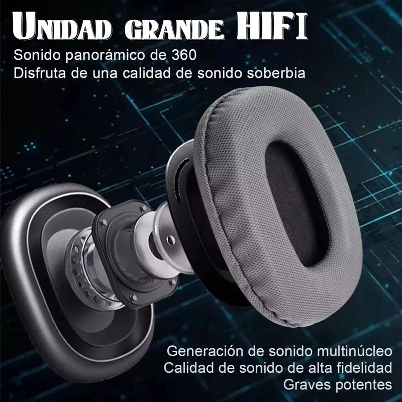 AUDIFONOS INALAMBRICOS BLUETOOTH 5.1 CON MICROFONO NEGRO - 5