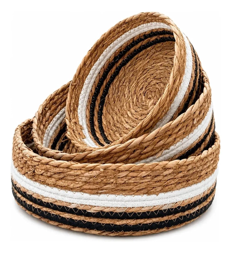 SET DE 3 CANASTOS ORGANIZADORES DE FIBRA NATURAL PARA EL HOGAR - 1