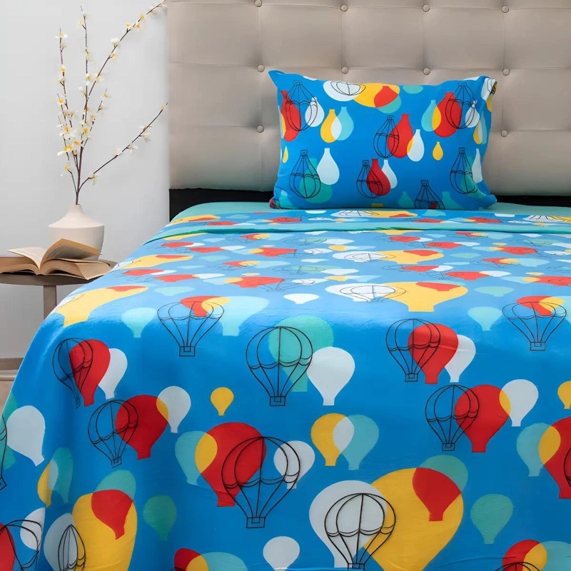SABANA POLAR ESTAMPADA 1.5 PLAZAS DISEÑO GLOBOS PARA NIÑOS - 1