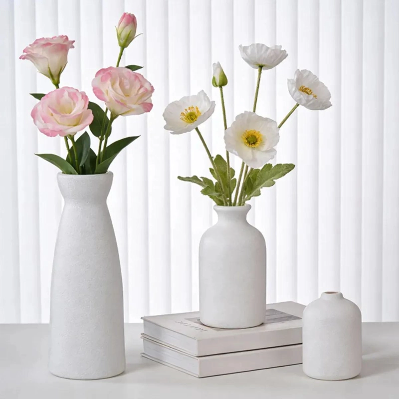 JUEGO DE 3 FLOREROS DE CERAMICA DECORATIVOS PARA MESA - 4