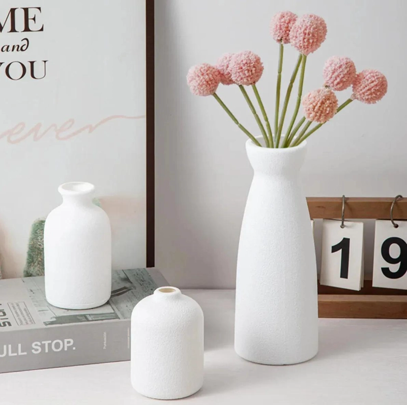 JUEGO DE 3 FLOREROS DE CERAMICA DECORATIVOS PARA MESA - 8
