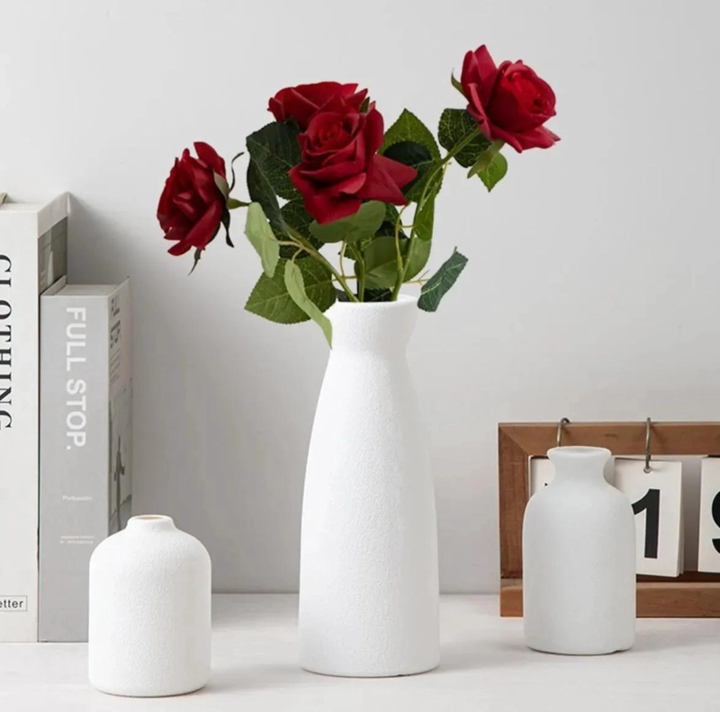 JUEGO DE 3 FLOREROS DE CERAMICA DECORATIVOS PARA MESA - 9