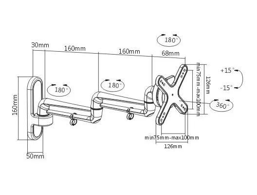 SOPORTE DE PARED DOBLE PARA MONITOR DE 13 A 27 PULGADAS - 4