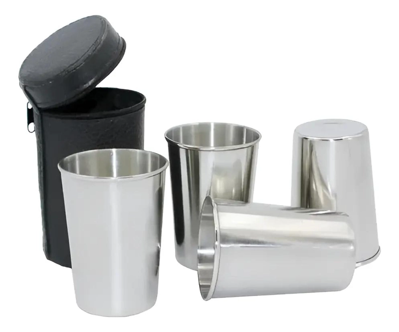 SET DE 4 VASOS DE ACERO INOXIDABLE PARA CAMPING Y TREKKING - 1
