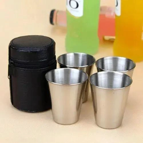 SET DE 4 VASOS DE ACERO INOXIDABLE PARA CAMPING Y TREKKING - 4