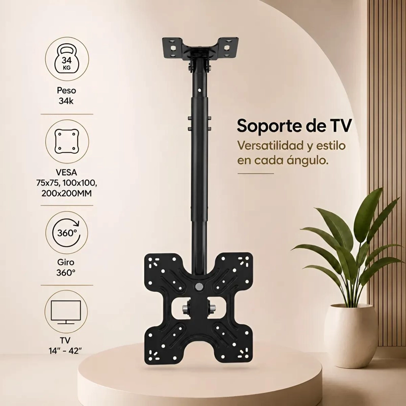 SOPORTE DE TECHO PARA TV DE 14 A 42 PULGADAS CON GIRO 360° - 2
