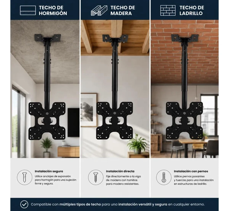 SOPORTE DE TECHO PARA TV DE 14 A 42 PULGADAS CON GIRO 360° - 5