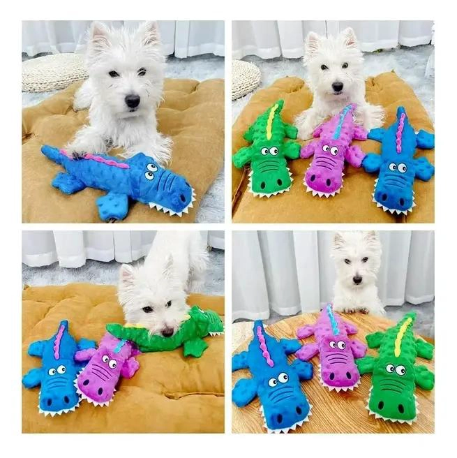 JUGUETE DE PELUCHE COCODRILO PARA MASCOTAS PACK 3 - 2