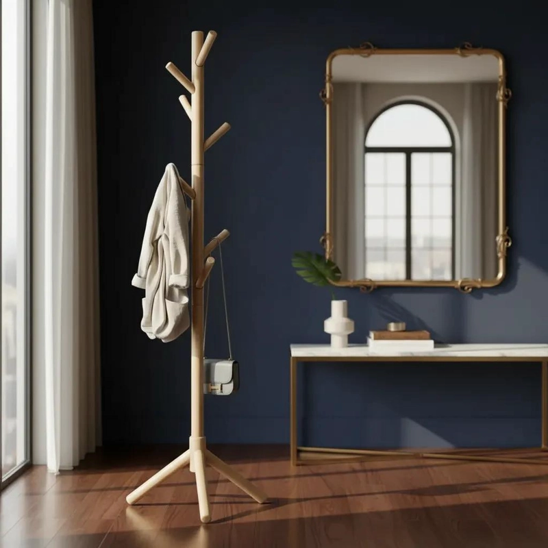 PERCHERO COLGADOR DE PIE DE MADERA 170X42 CM ARMABLE - 1