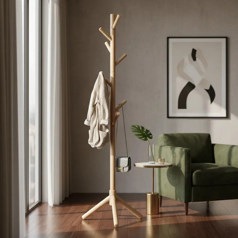 PERCHERO COLGADOR DE PIE DE MADERA 170X42 CM ARMABLE - 3