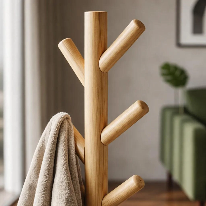 PERCHERO COLGADOR DE PIE DE MADERA 170X42 CM ARMABLE - 4