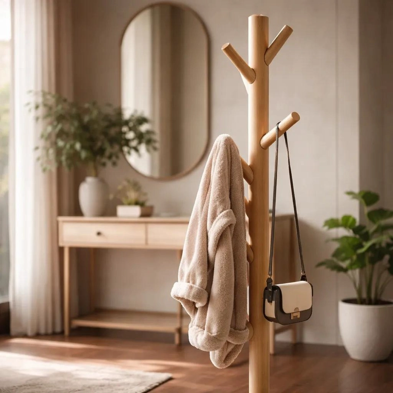 PERCHERO COLGADOR DE PIE DE MADERA 170X42 CM ARMABLE - 5
