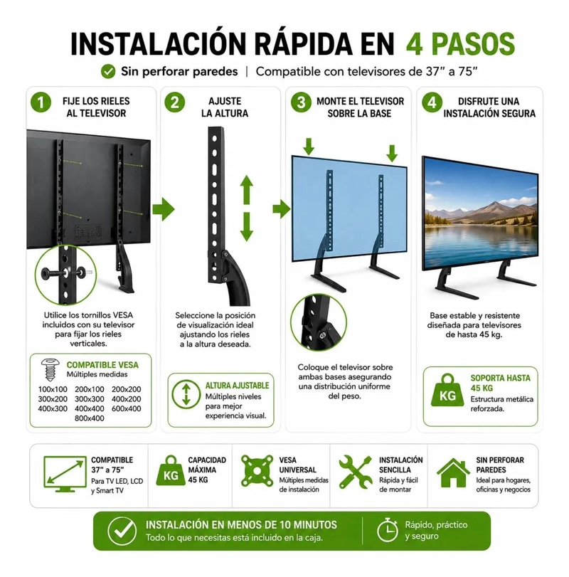 BASE DE MESA AJUSTABLE PARA TELEVISORES DE 37 A 75 PULGADAS - 7