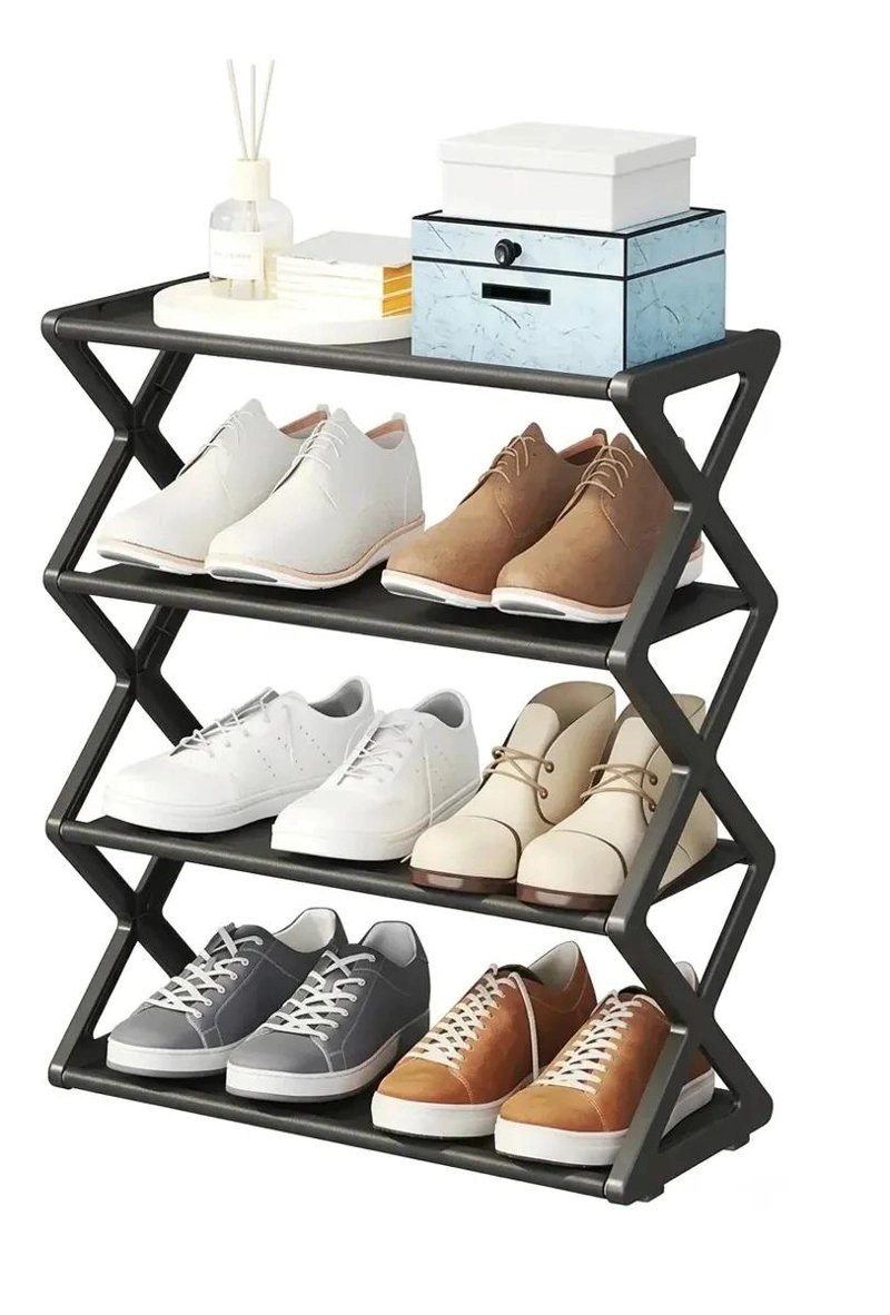 ZAPATERO ORGANIZADOR DE CALZADO ARMABLE 4 NIVELES EN COLOR NEGRO - 1