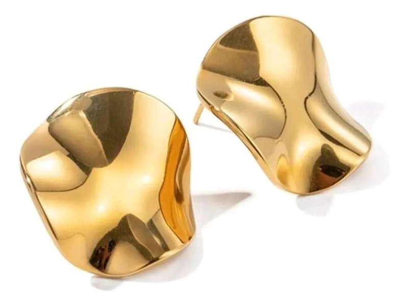 AROS GEOME TRICOS MODERNOS ENCHAPADOS EN ORO 18K - 2