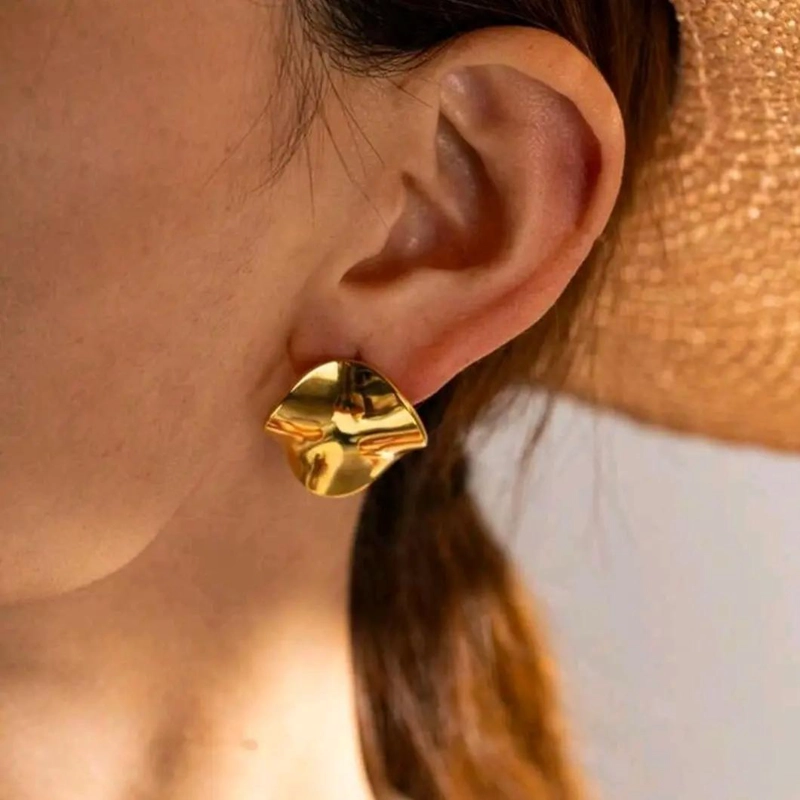 AROS GEOME TRICOS MODERNOS ENCHAPADOS EN ORO 18K - 3