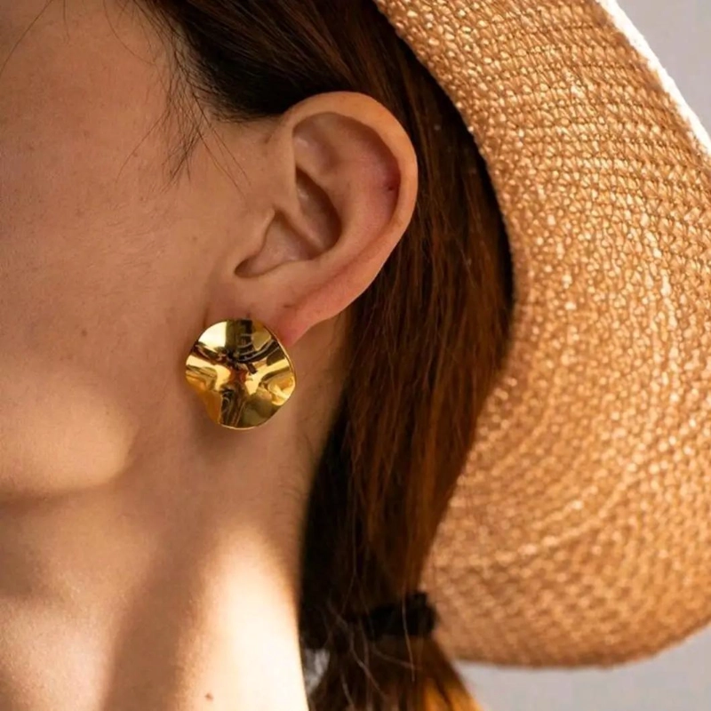 AROS GEOME TRICOS MODERNOS ENCHAPADOS EN ORO 18K - 4