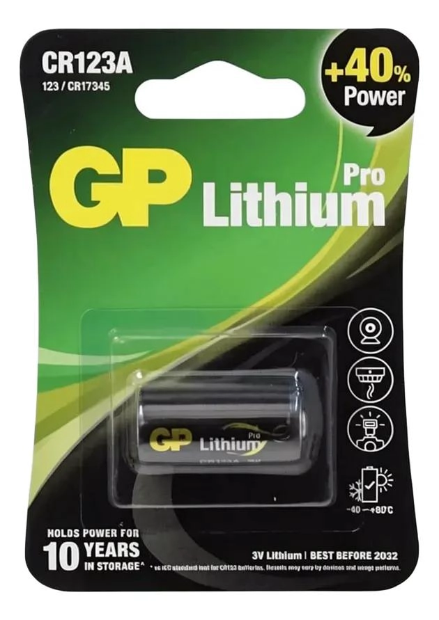 BATERIA DE LITIO CR123A 3V NO RECARGABLE PARA DISPOSITIVOS - 1