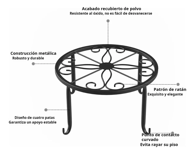 SOPORTE DE METAL RESISTENTE PARA MACETAS Y JARDINERAS - 5
