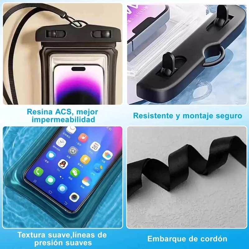 FUNDA IMPERMEABLE UNIVERSAL PARA CELULAR CON CORREA Y CIERRE - 1