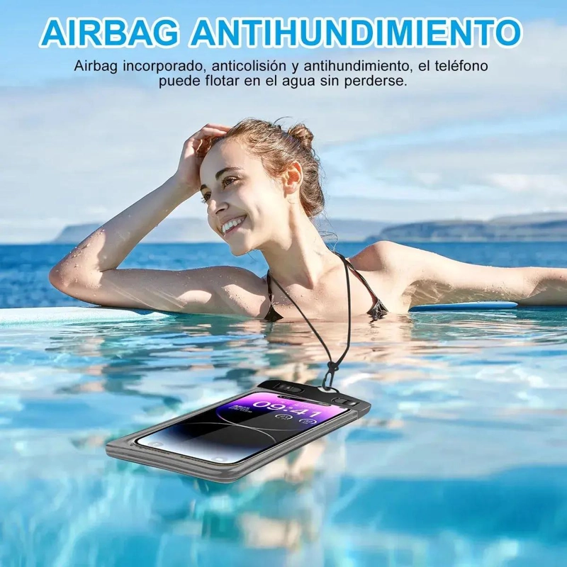 FUNDA IMPERMEABLE UNIVERSAL PARA CELULAR CON CORREA Y CIERRE - 3