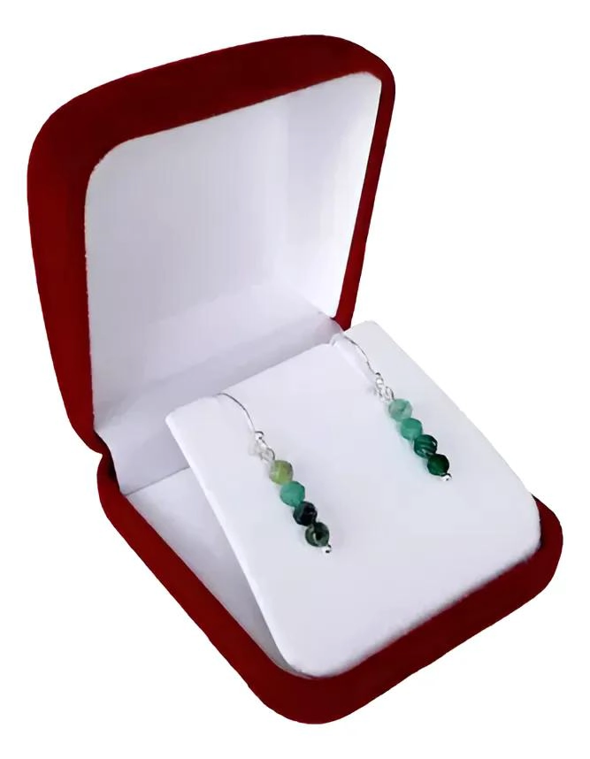 AROS ARTESANALES DE PLATA 925 CON ESMERALDA VERDE NATURAL - 1