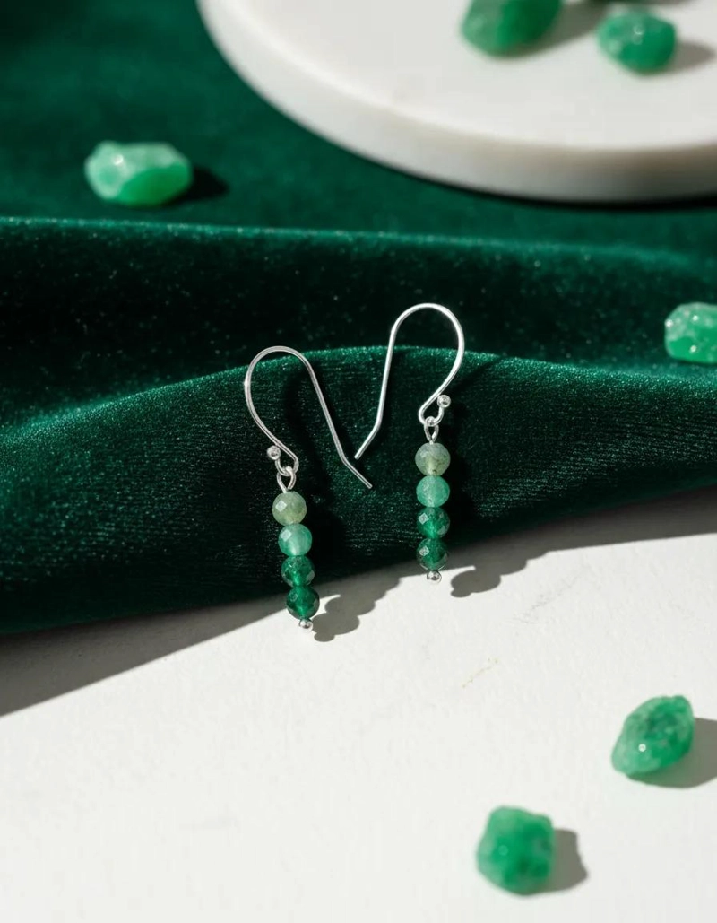 AROS ARTESANALES DE PLATA 925 CON ESMERALDA VERDE NATURAL - 5
