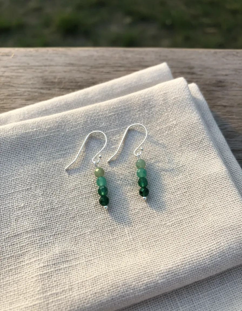 AROS ARTESANALES DE PLATA 925 CON ESMERALDA VERDE NATURAL - 6