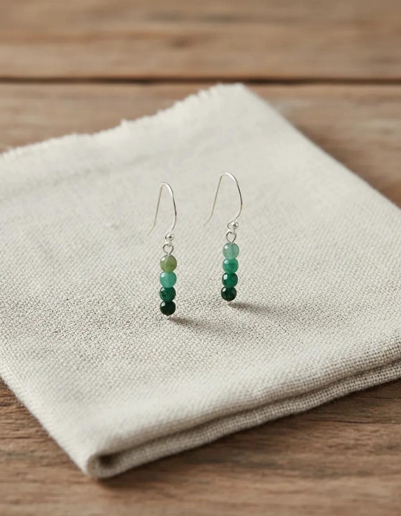 AROS ARTESANALES DE PLATA 925 CON ESMERALDA VERDE NATURAL - 7