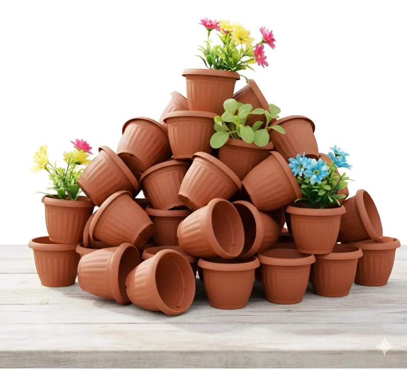 PACK DE 50 MACETEROS PLASTICOS REDONDOS DE 6.5 CM - 1
