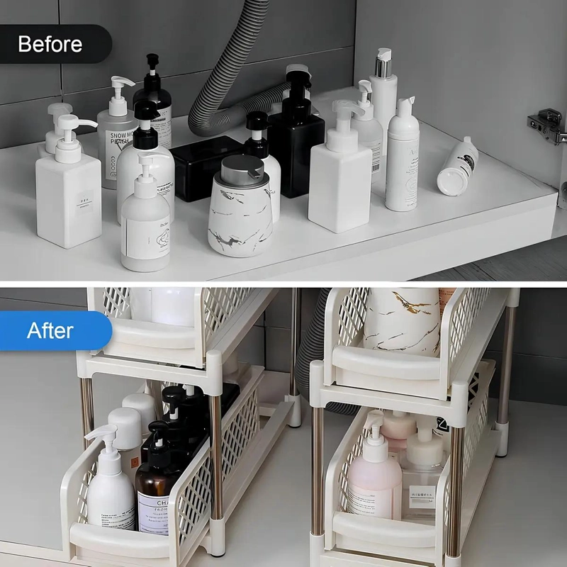 ORGANIZADOR DESLIZANTE DE 2 NIVELES PARA BAÑO Y COCINA - 2