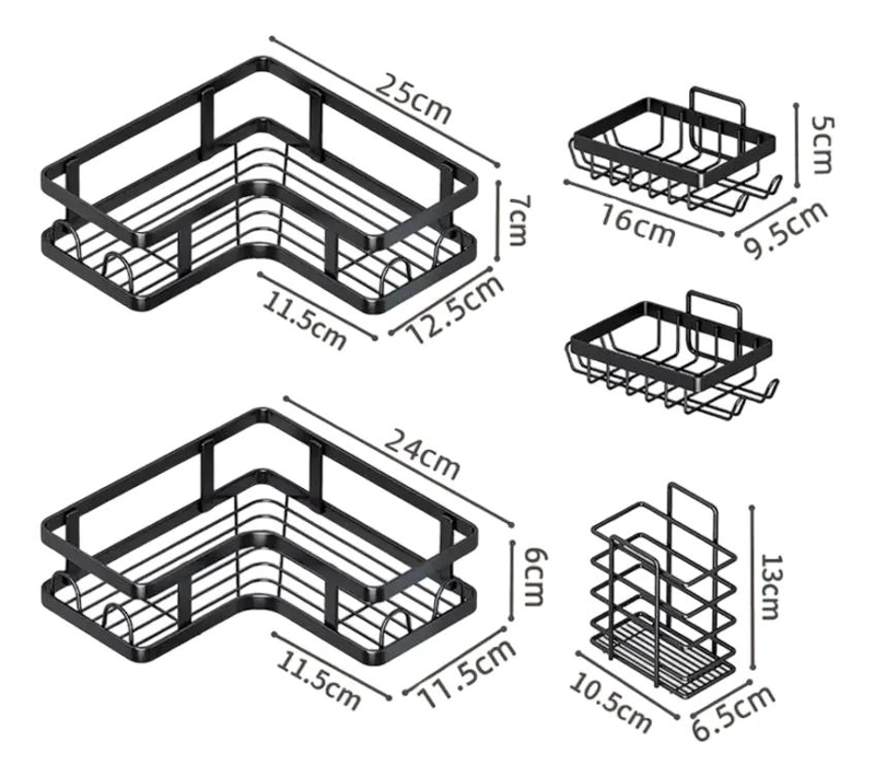 SET ORGANIZADOR ESQUINERO ADHESIVO PARA DUCHA 5 PIEZAS - 5