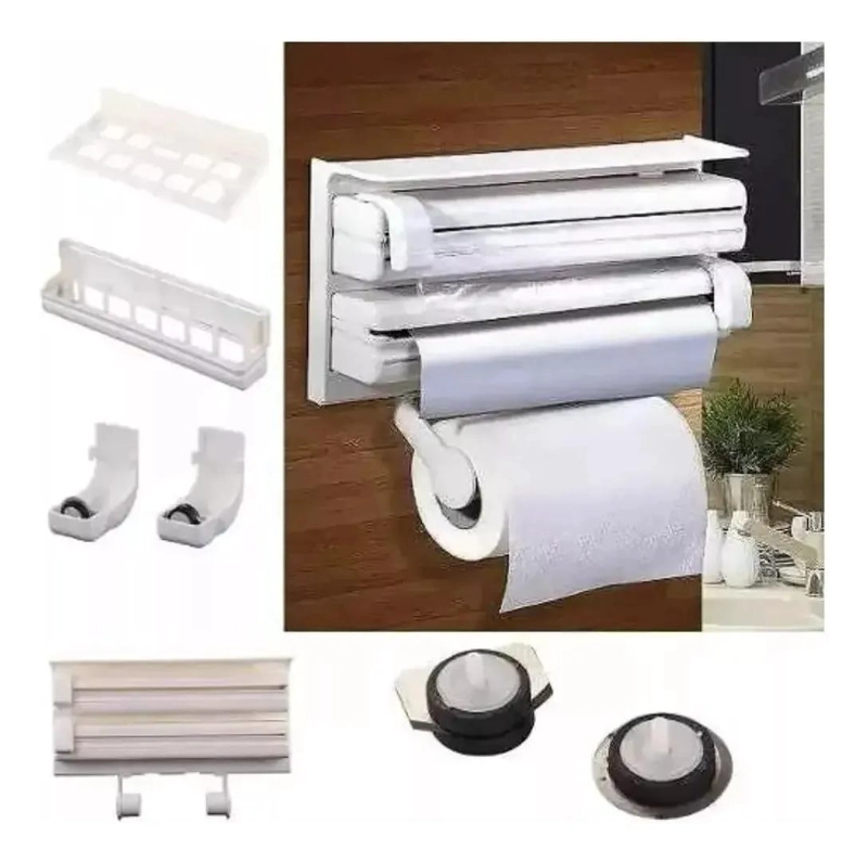 DISPENSADOR TRIPLE DE PAPEL ALUMINIO Y TOALLA DE COCINA - 2