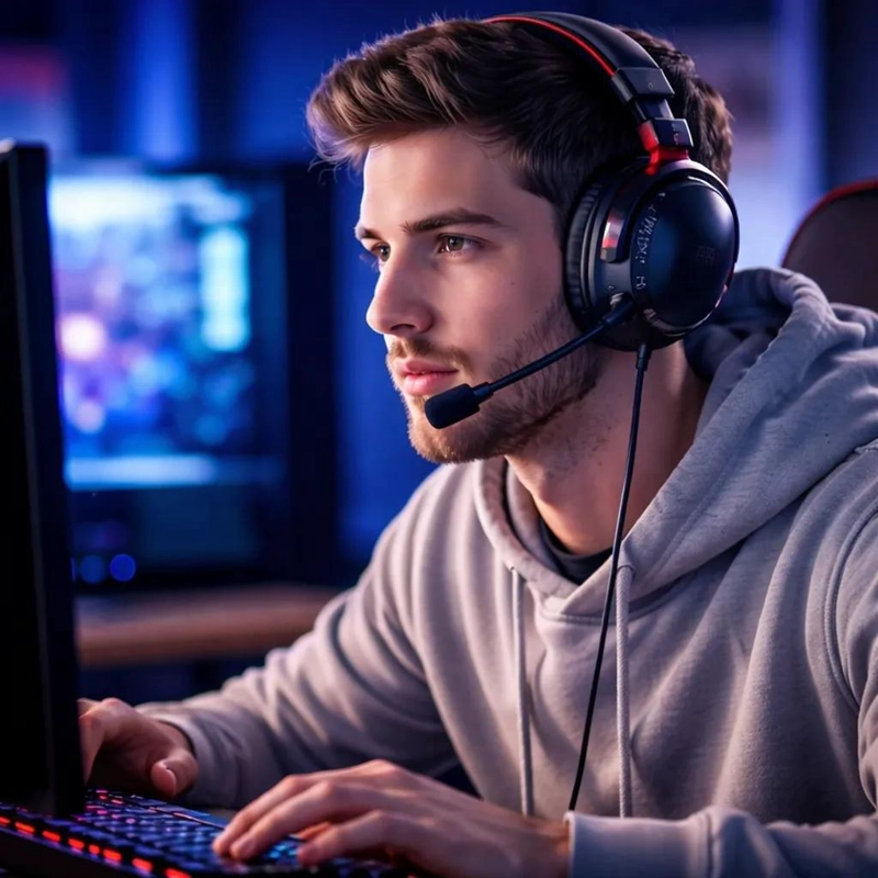 AUDIFONOS INALAMBRICOS GAMER CON MICROFONO Y SONIDO ENVOLVENTE - 1